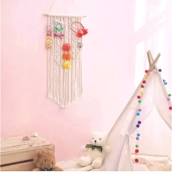 🆕Macrame BÖHÖ Hair Bows_Ties_Clips_Headbands Organizer Storage Wall Decor 4Room - Picture 7 of 17